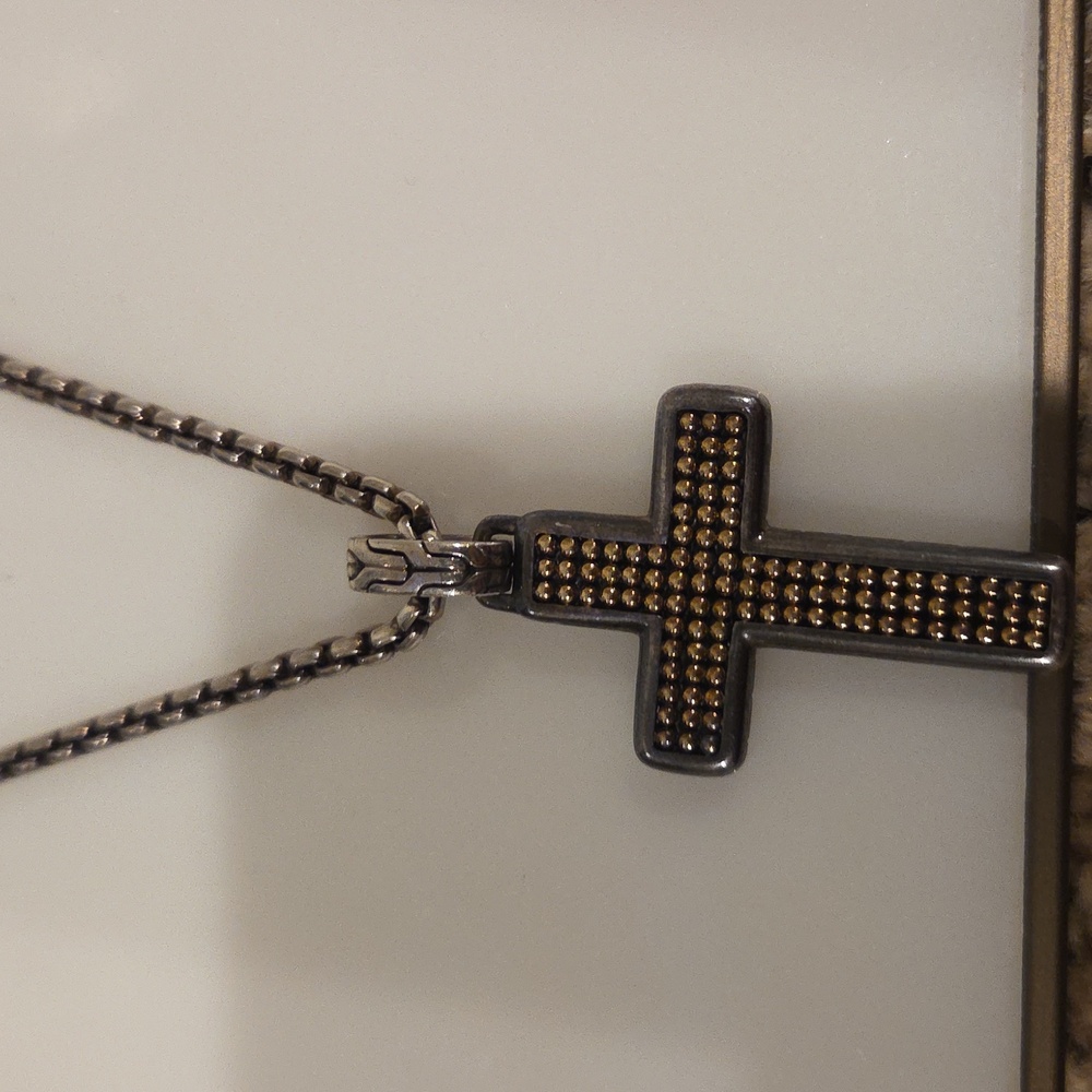 John Hardy Men's Sterling Silver Cross Pendant And 26 Inch Chain